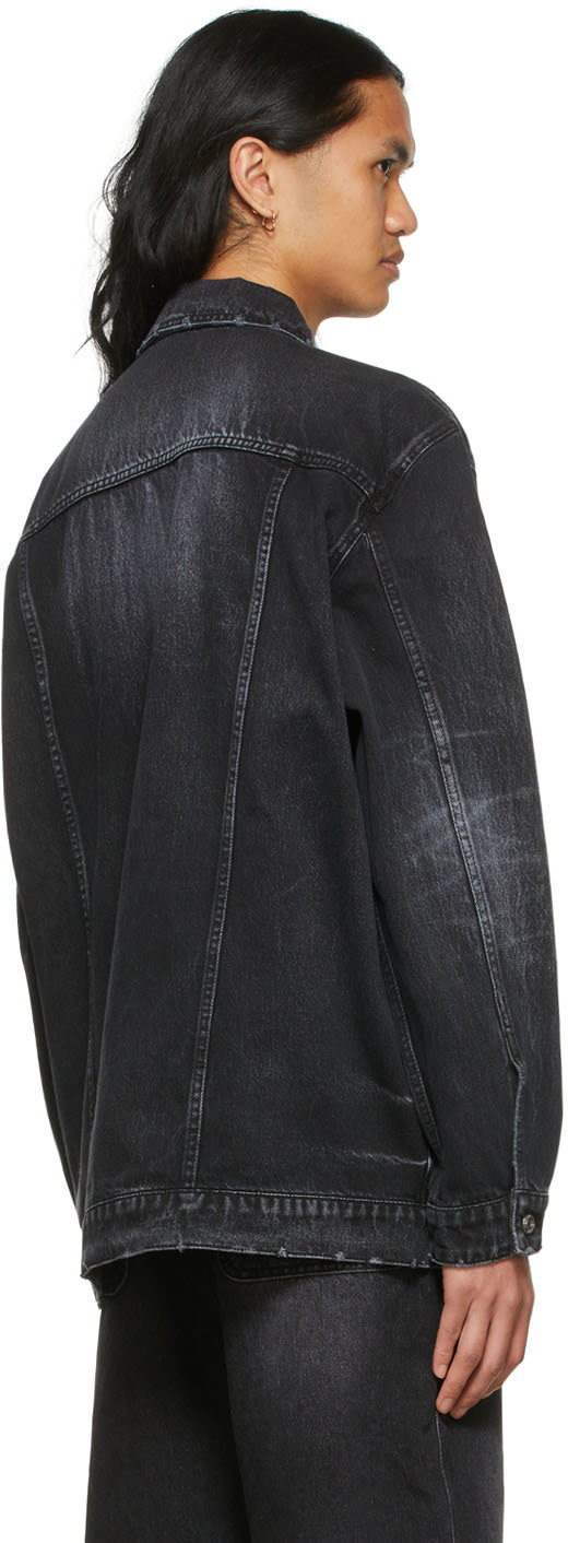 We11done - Blouson noir en denim à image