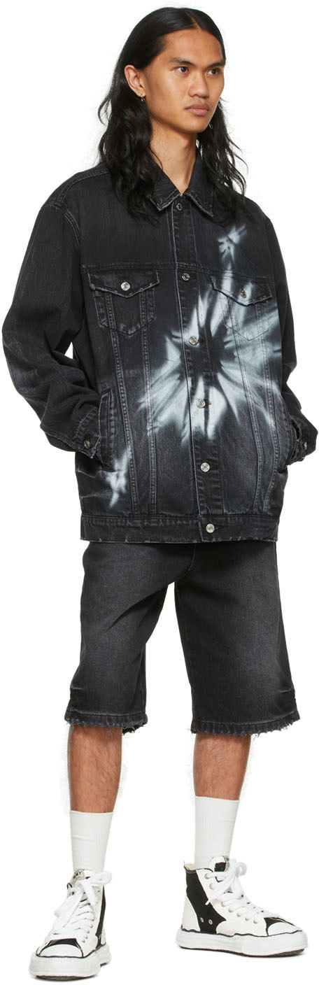 We11done - Blouson noir en denim à image