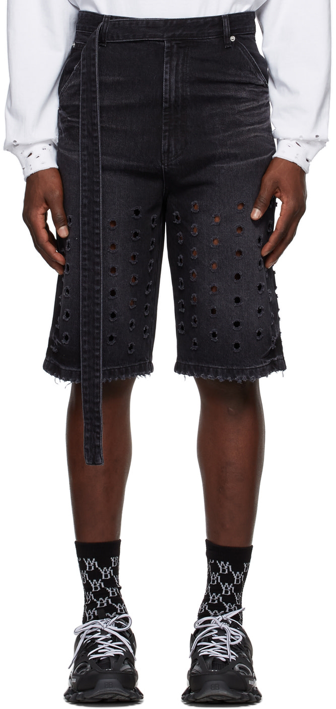 We11done - Short noir en denim