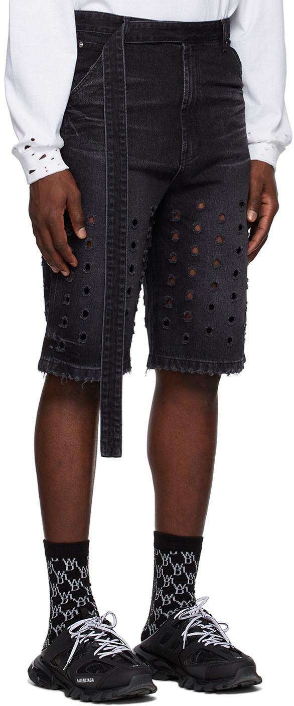 We11done - Short noir en denim