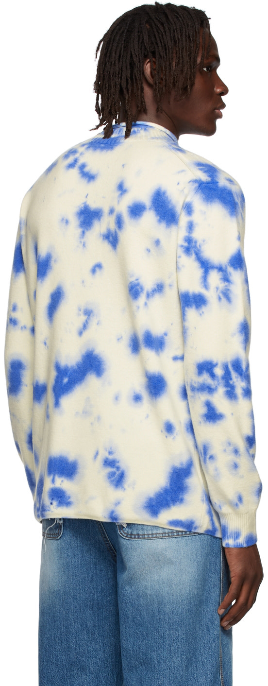 We11done - Pull blanc cassé à motif tie-dye