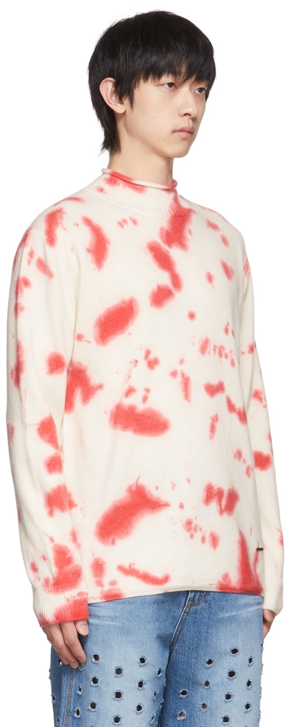 We11done - Pull blanc cassé à motif tie-dye