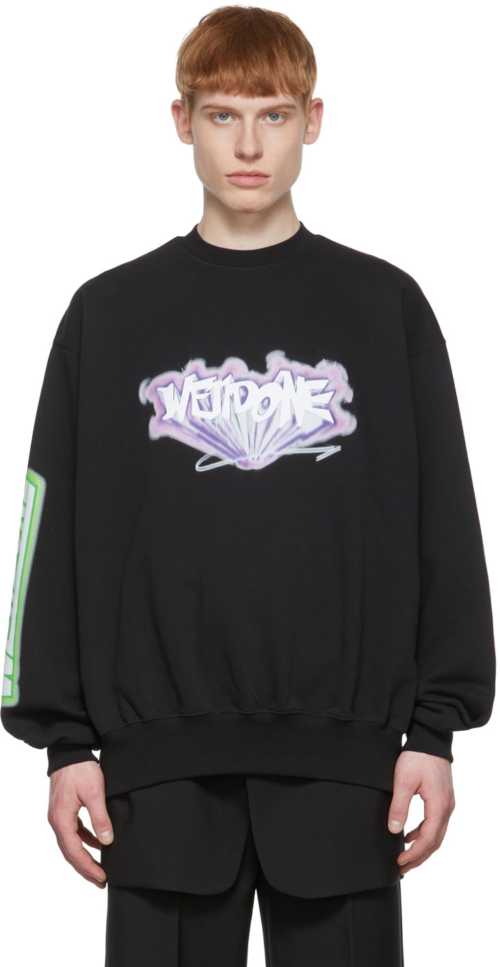 We11done - Pull molletonné noir en coton