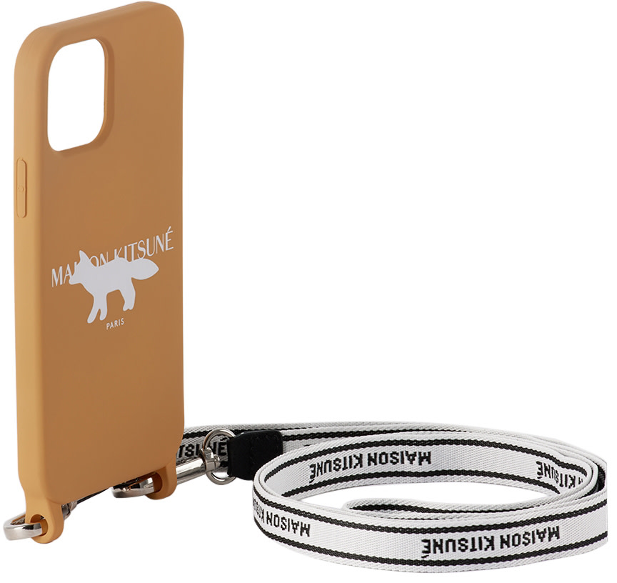 Maison Kitsuné - ブラウン Stamp ロゴ ストラップ iPhone 12/12 Pro ケース