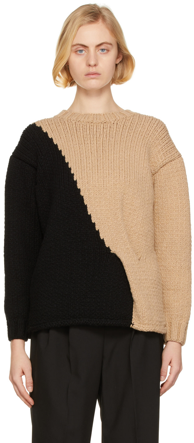Partow - Pull Mia noir et beige en cachemire