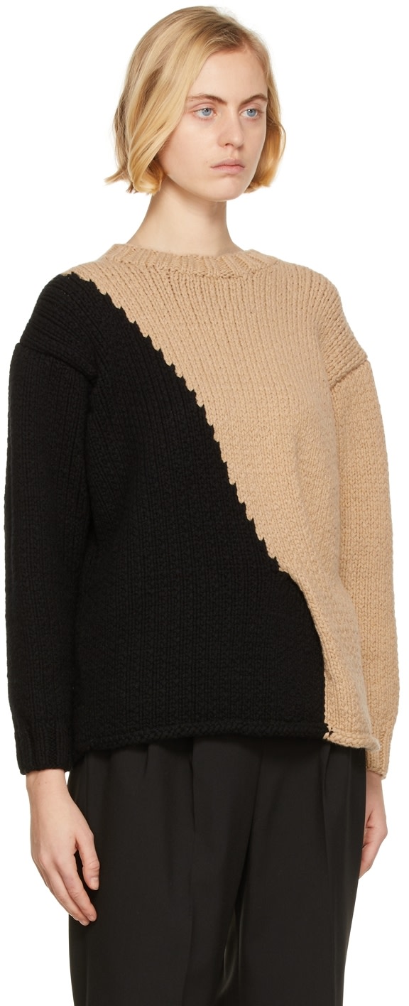 Partow - Pull Mia noir et beige en cachemire
