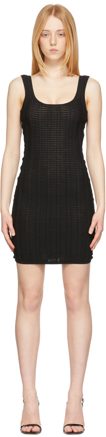Herve Leger - Robe courte noire à rayures