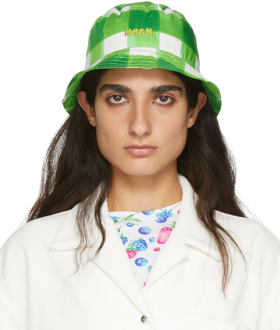 MSGM - Chapeau bob vert à carreaux