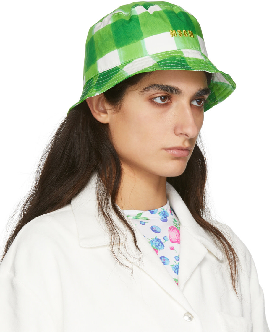 MSGM - Chapeau bob vert à carreaux
