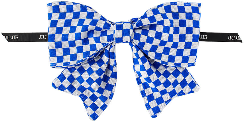 JIU JIE - SSENSE Exclusive Blue Check Tree Bow