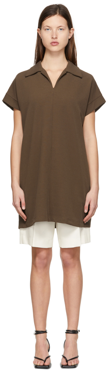 System - Robe courte brune en polyester