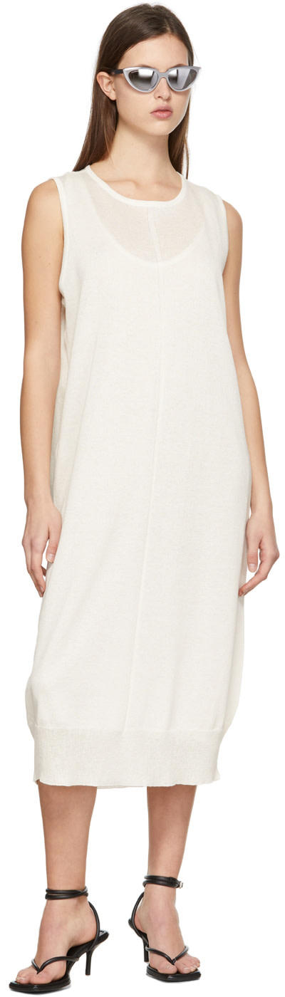 System - Off-White Rayon Midi Dress