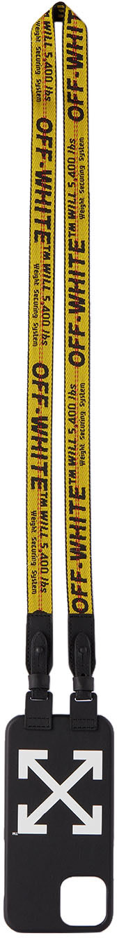 Off-White - Étui pour iPhone 12/12 Pro noir et jaune à collier