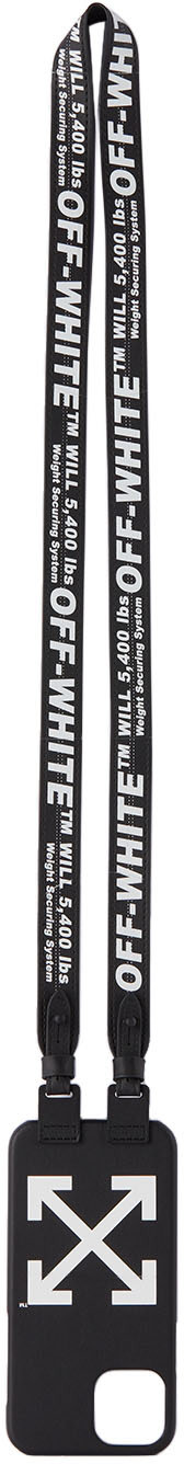 Off-White - Étui pour iPhone 12/12 Pro noir et blanc à collier