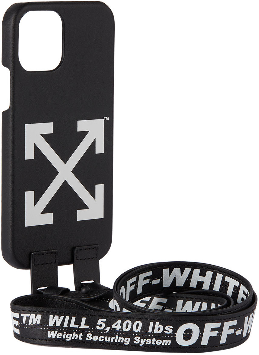 Off-White - Étui pour iPhone 12/12 Pro noir et blanc à collier