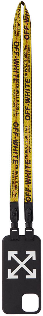Off-White - Étui pour iPhone 12/12 Pro noir et jaune à collier