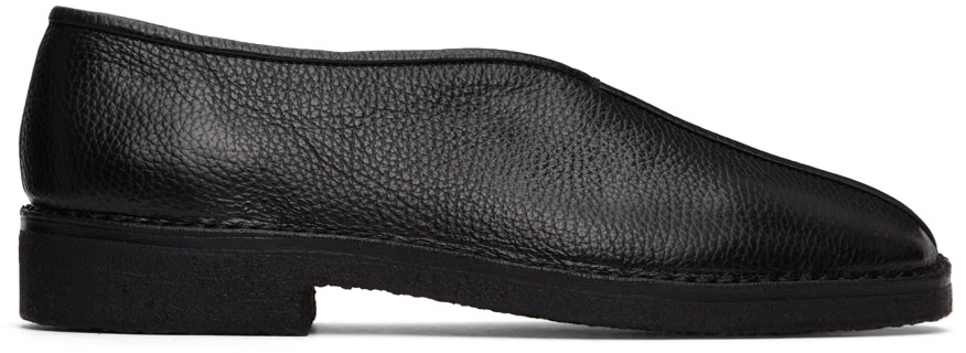 LEMAIRE - Black Leather Piped Slippers