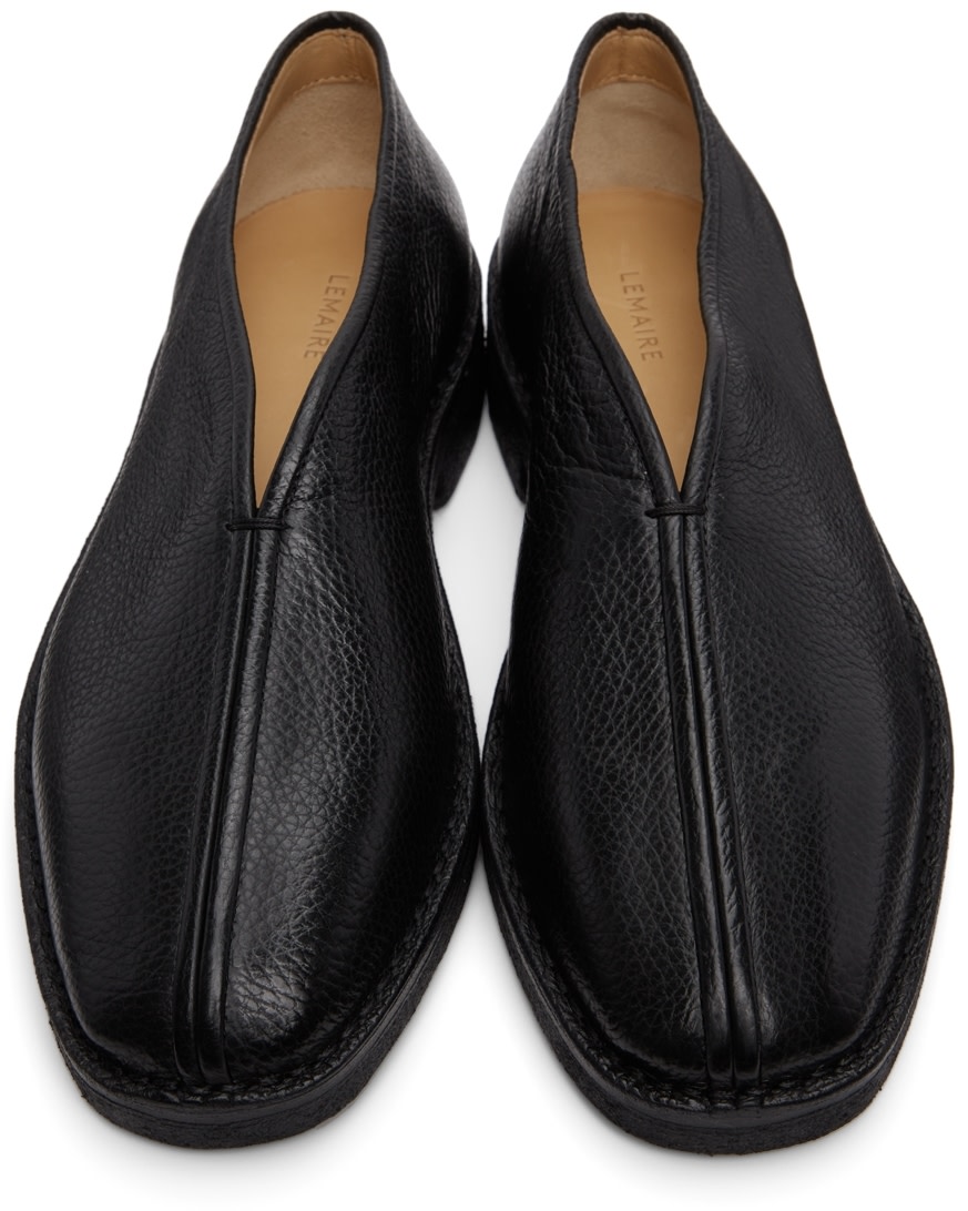LEMAIRE - Black Leather Piped Slippers