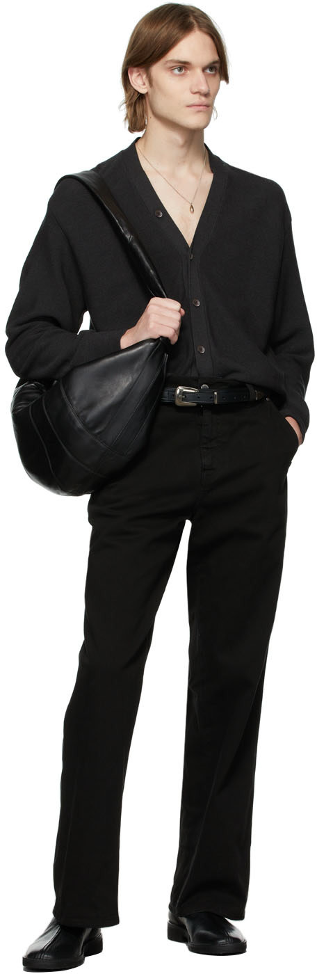 LEMAIRE - Black Leather Piped Slippers