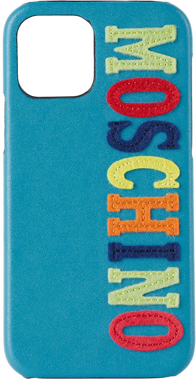 Moschino - Étui pour iPhone 12 Pro bleu à logo
