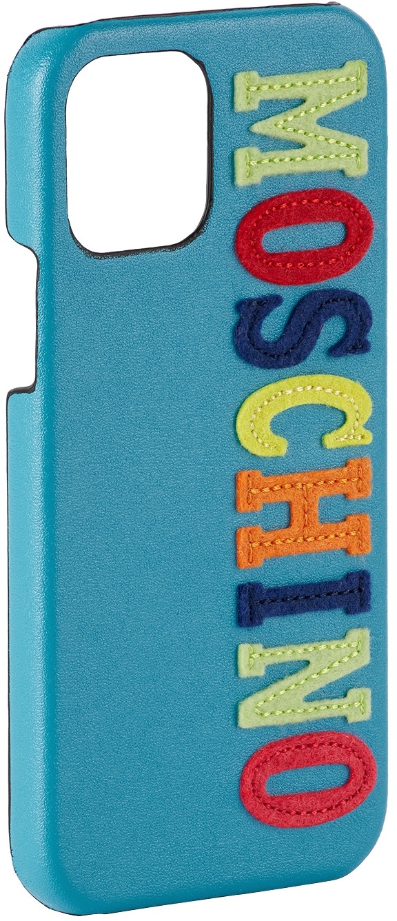 Moschino - Étui pour iPhone 12 Pro bleu à logo