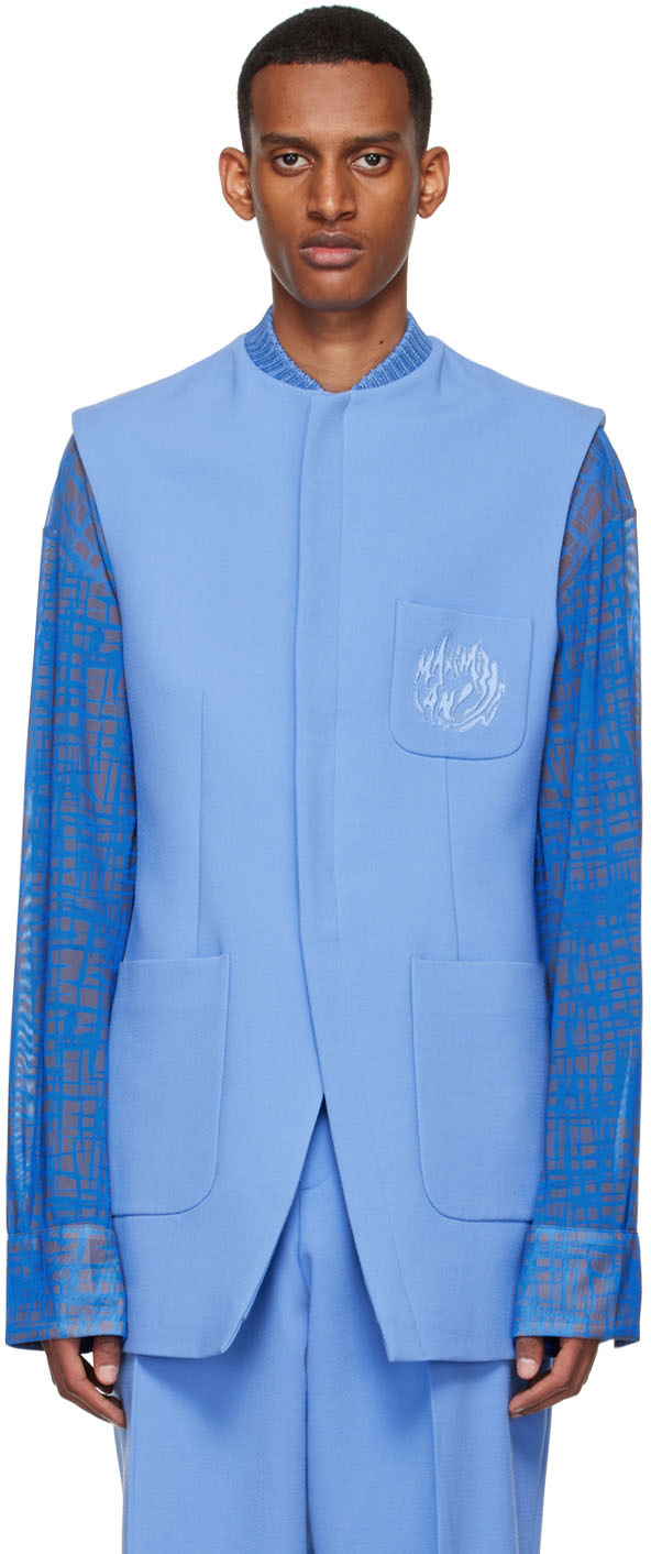 Maximilian Davis - Blue Polyester Vest