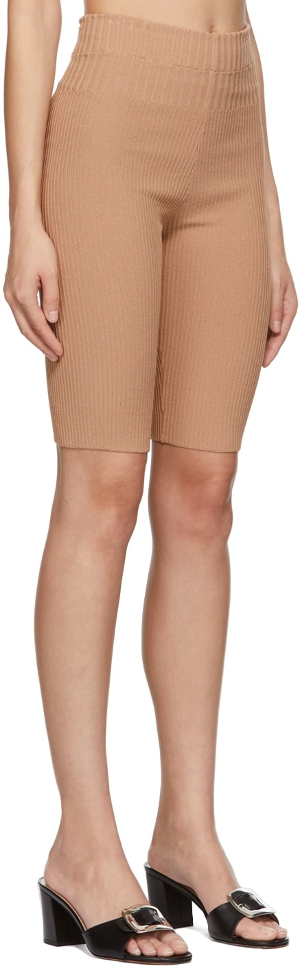 ANDREADĀMO - Short brun clair en tricot côtelé