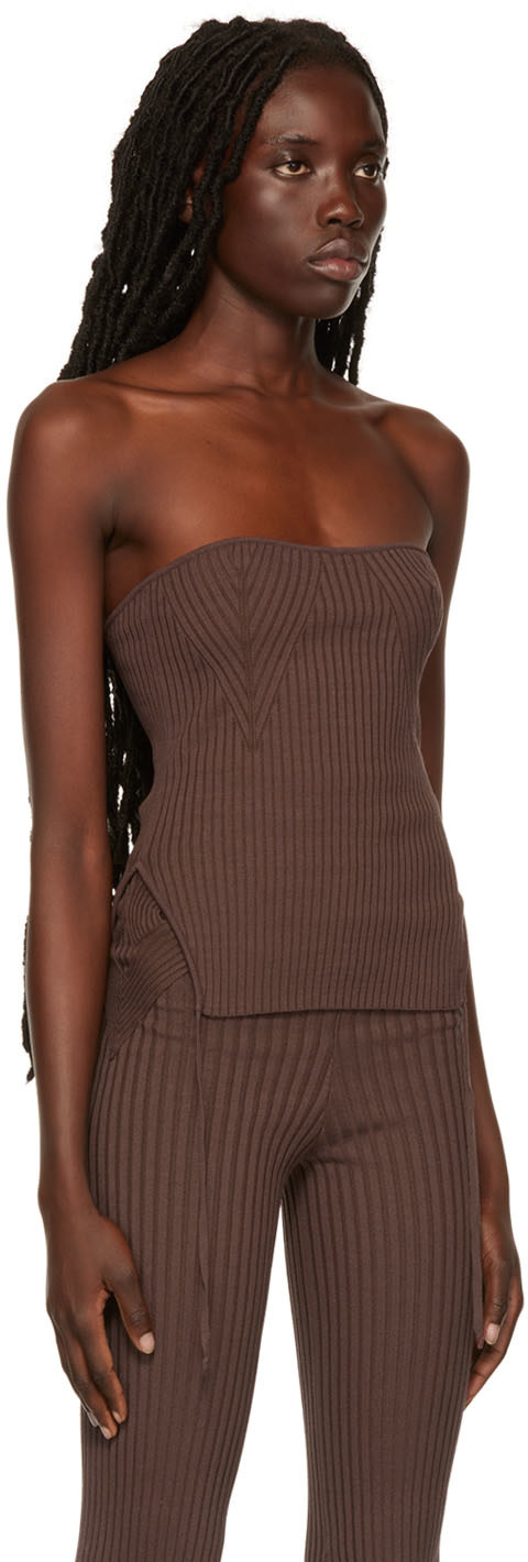 ANDREADĀMO - Camisole côtelée brune