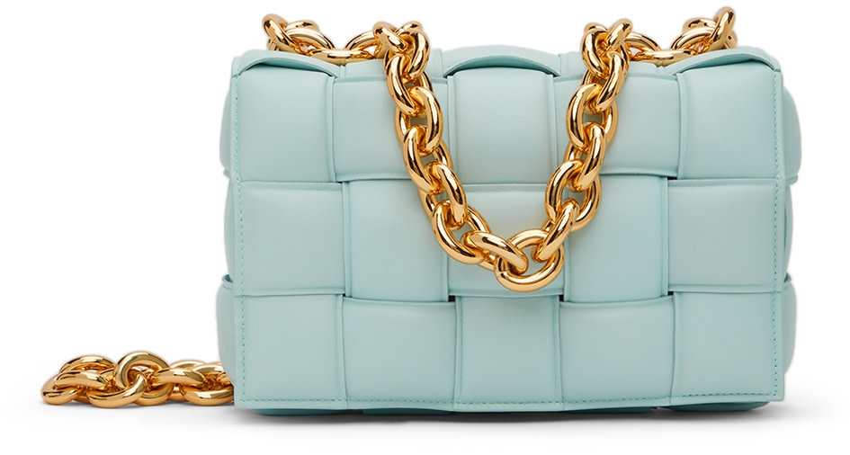 Bottega Veneta: Blue Padded Chain Cassette Bag | SSENSE