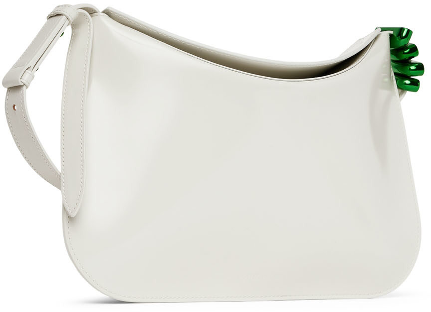Bottega Veneta: White Flap Shoulder Bag | SSENSE