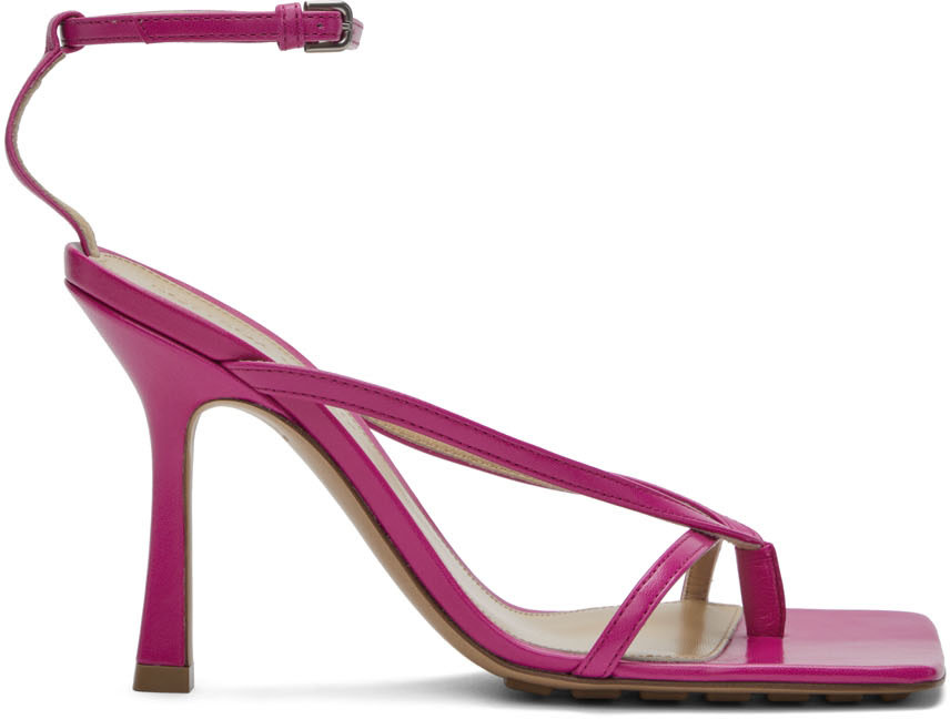 BOTTEGA VENETA パデッドサンダル ピンク Bottega Veneta: Pink Stretch Heeled Sandals | SSENSE