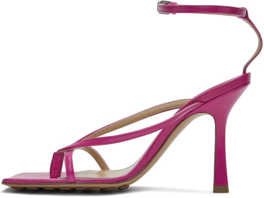 Bottega Veneta: Pink Stretch Heeled Sandals | SSENSE
