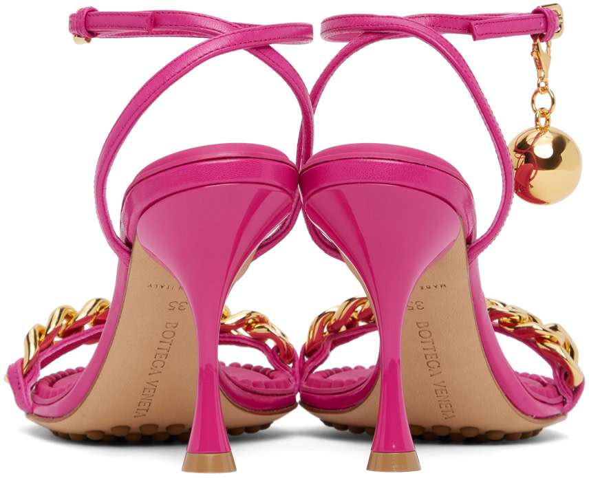 bottega veneta ドットサンダル Bottega Veneta: Pink Dot Heeled Sandals | SSENSE