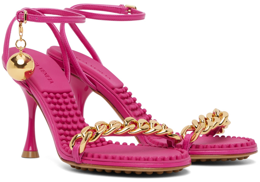 Bottega Veneta: Pink Dot Heeled Sandals | SSENSE