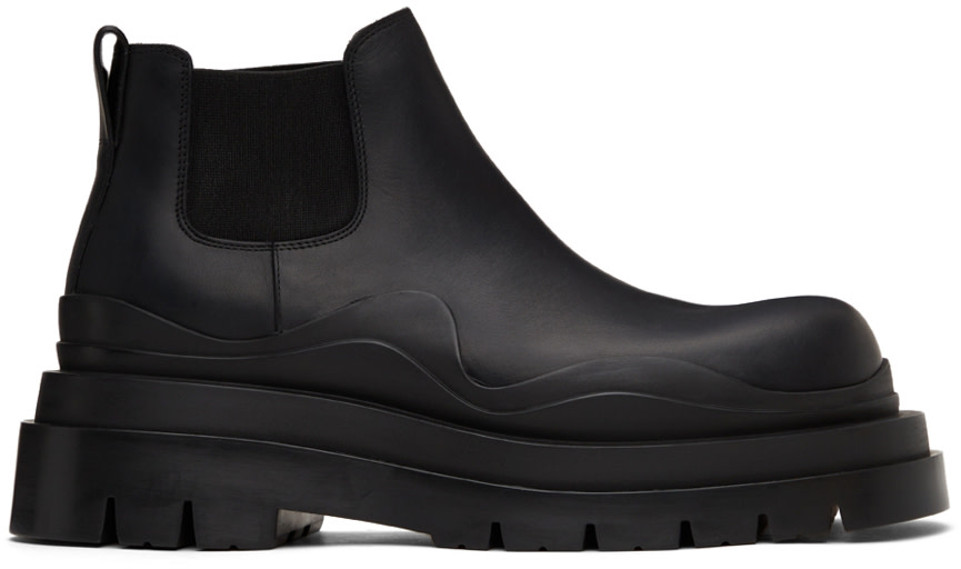 Bottega Veneta: Black Tire Chelsea Boots | SSENSE