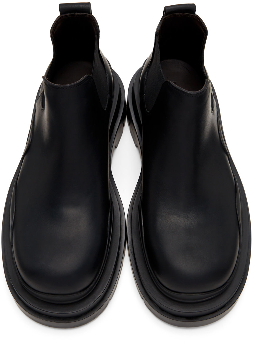 Bottega Veneta: Black Tire Chelsea Boots | SSENSE