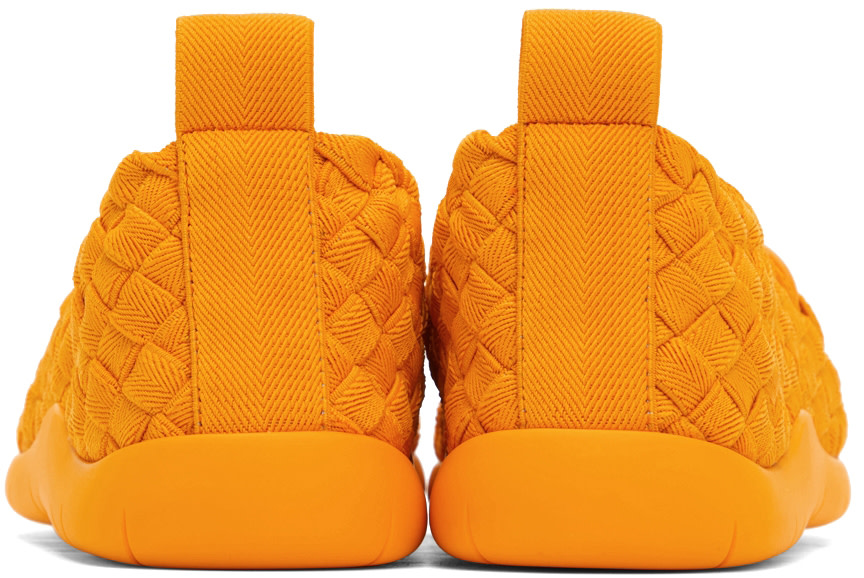 Bottega Veneta: Orange Intrecciato Low Sneakers | SSENSE Canada