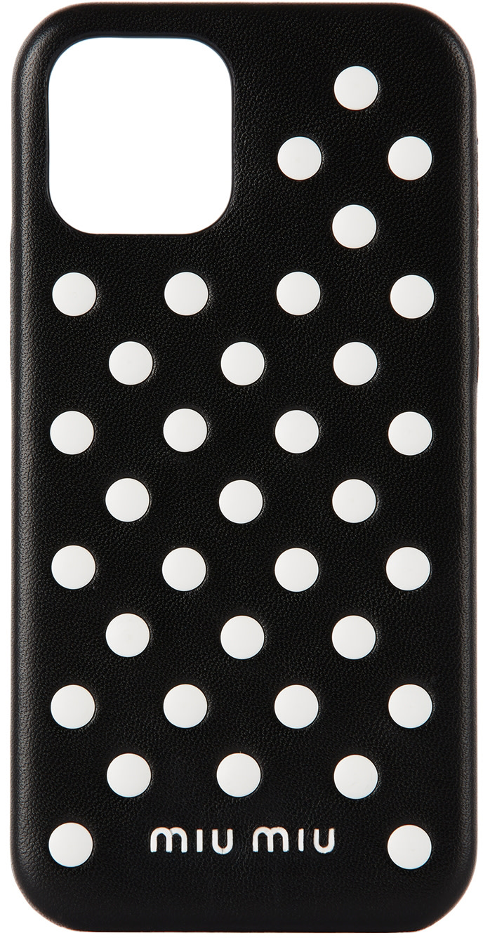Miu Miu - Black Polka Dot Studs iPhone 12/12 Pro Case