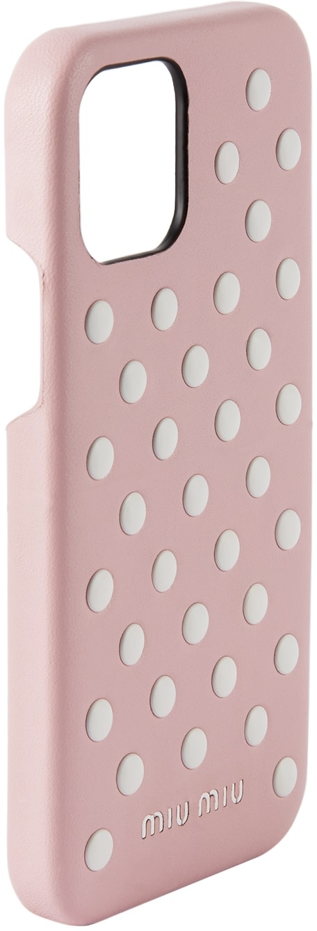 Miu Miu - Pink Leather Polka Dot Studs iPhone 12/12 Pro Case