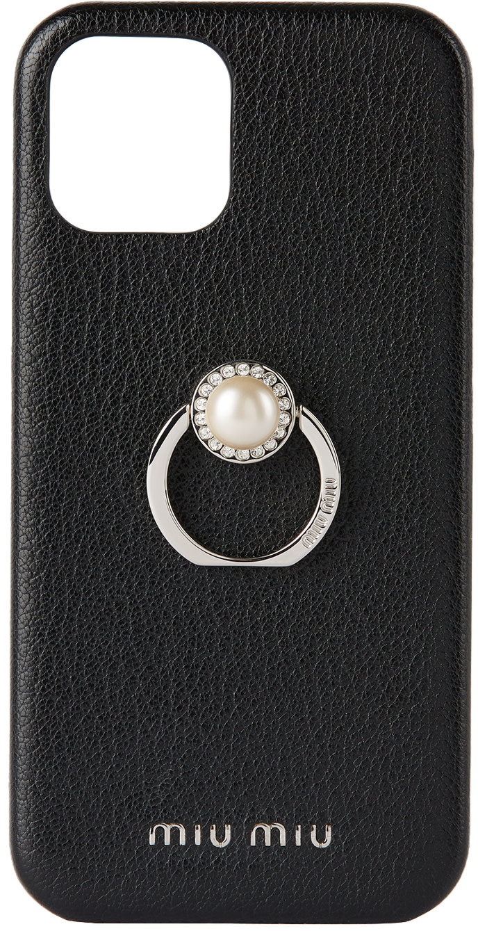 Miu Miu - Black Madras Pearl Ring iPhone 12/12 Pro Case
