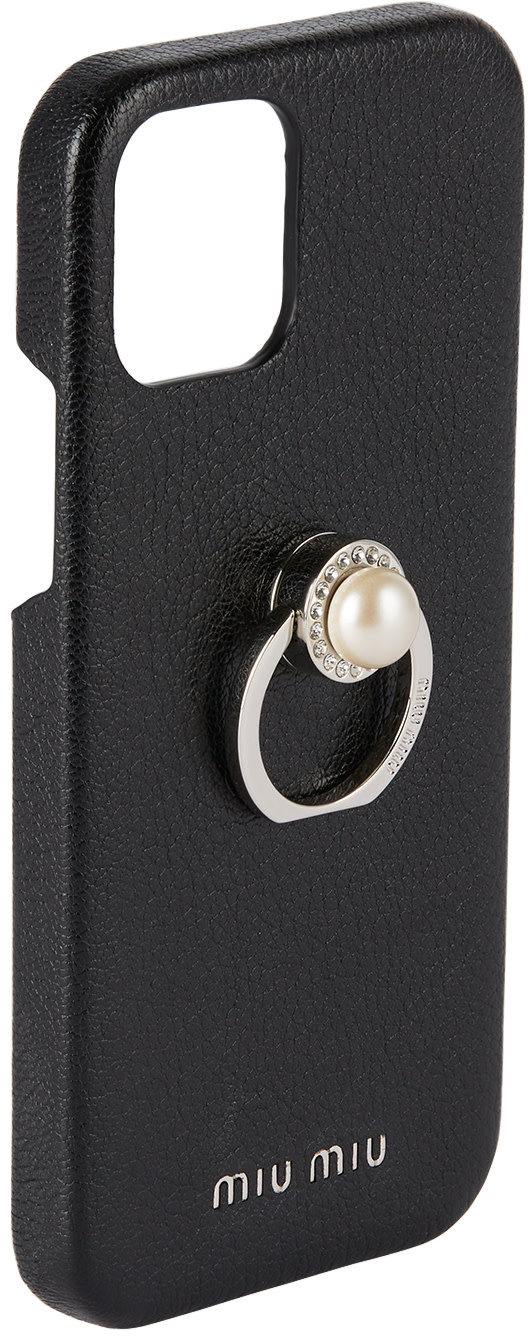 Miu Miu - Black Madras Pearl Ring iPhone 12/12 Pro Case