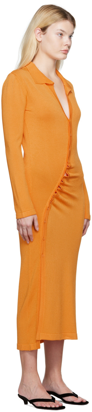 Olēnich - Robe midi orange à fronces