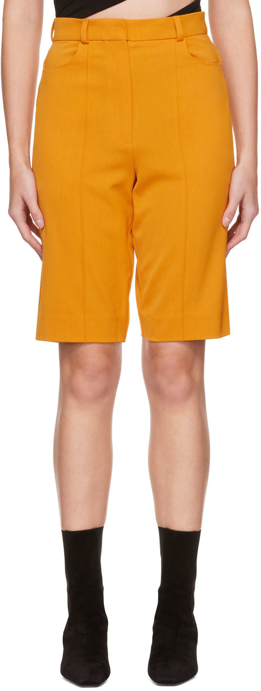Olēnich - Short orange à coutures pincées
