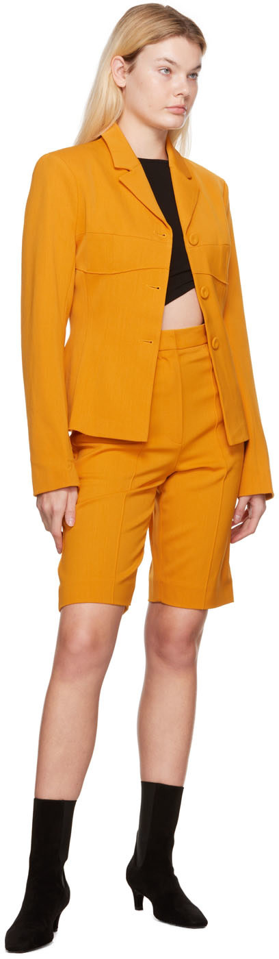 Olēnich - Short orange à coutures pincées