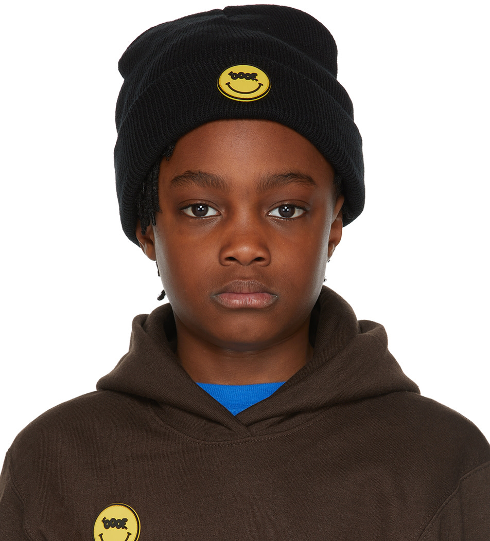 OOOF - Kids Black & Yellow Smiley Beanie