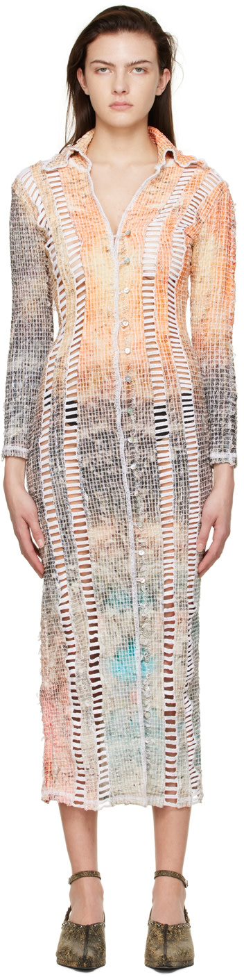 Luna Del Pinal - Robe midi orange en polyester