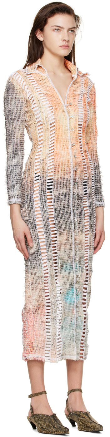 Luna Del Pinal - Robe midi orange en polyester