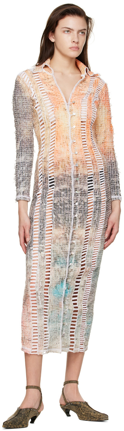 Luna Del Pinal - Robe midi orange en polyester