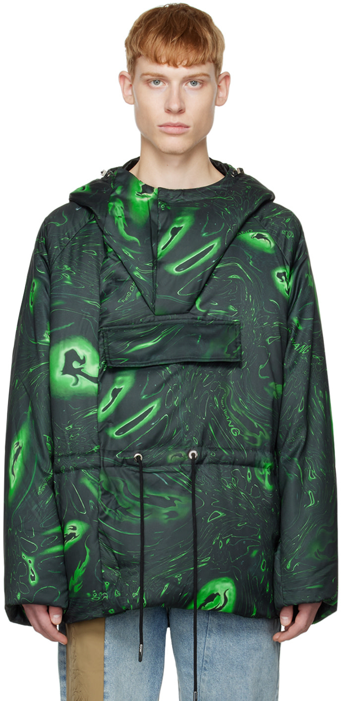 Feng Chen Wang - Black Graphic Down Jacket