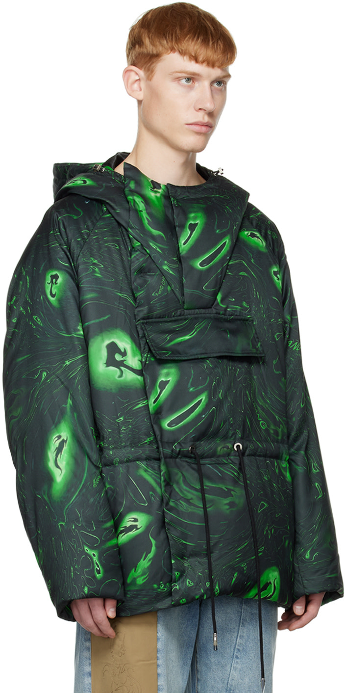Feng Chen Wang - Black Graphic Down Jacket
